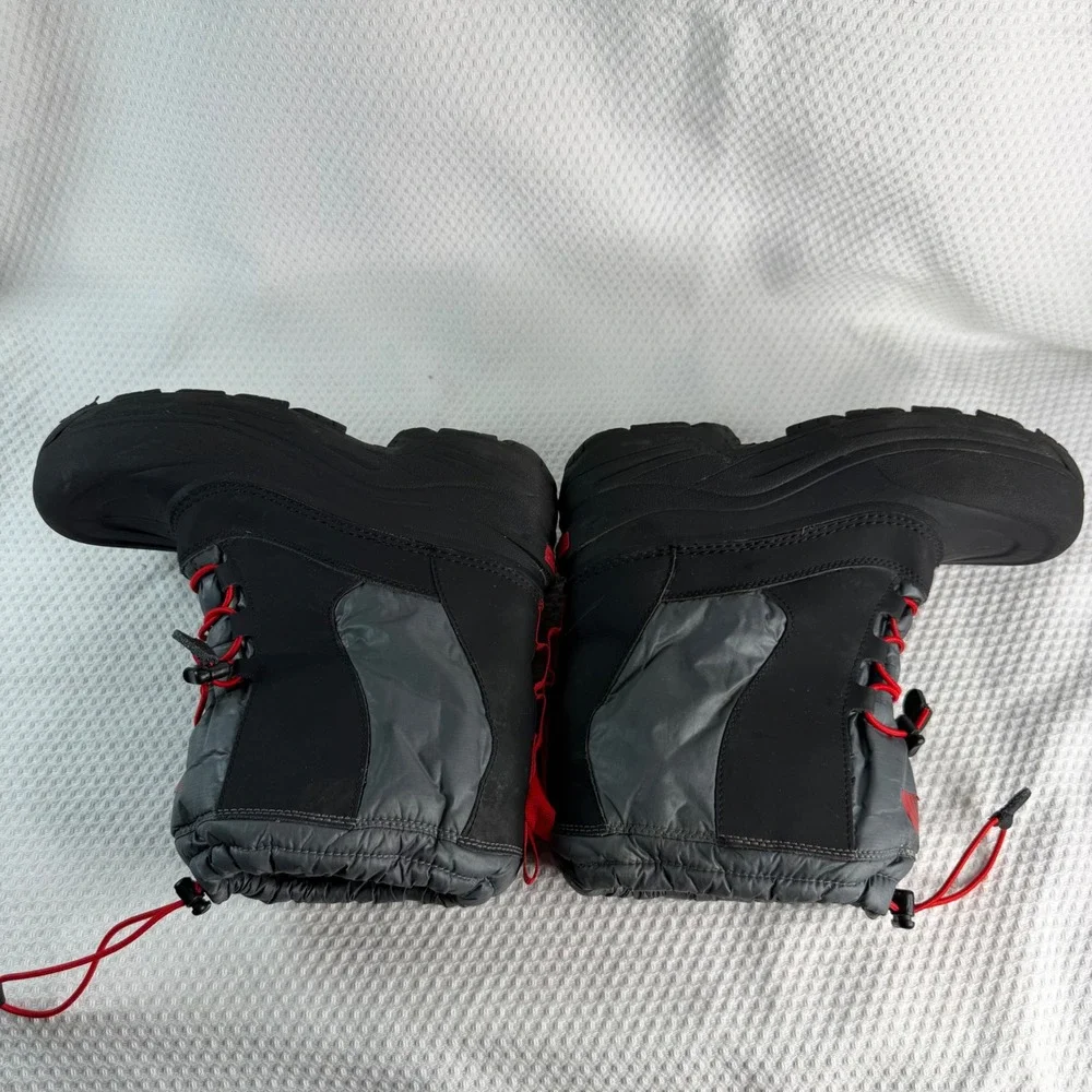 The North Face Alpenglow IV Boys 7 Winter Snow Boots Black Grey Red Waterproof